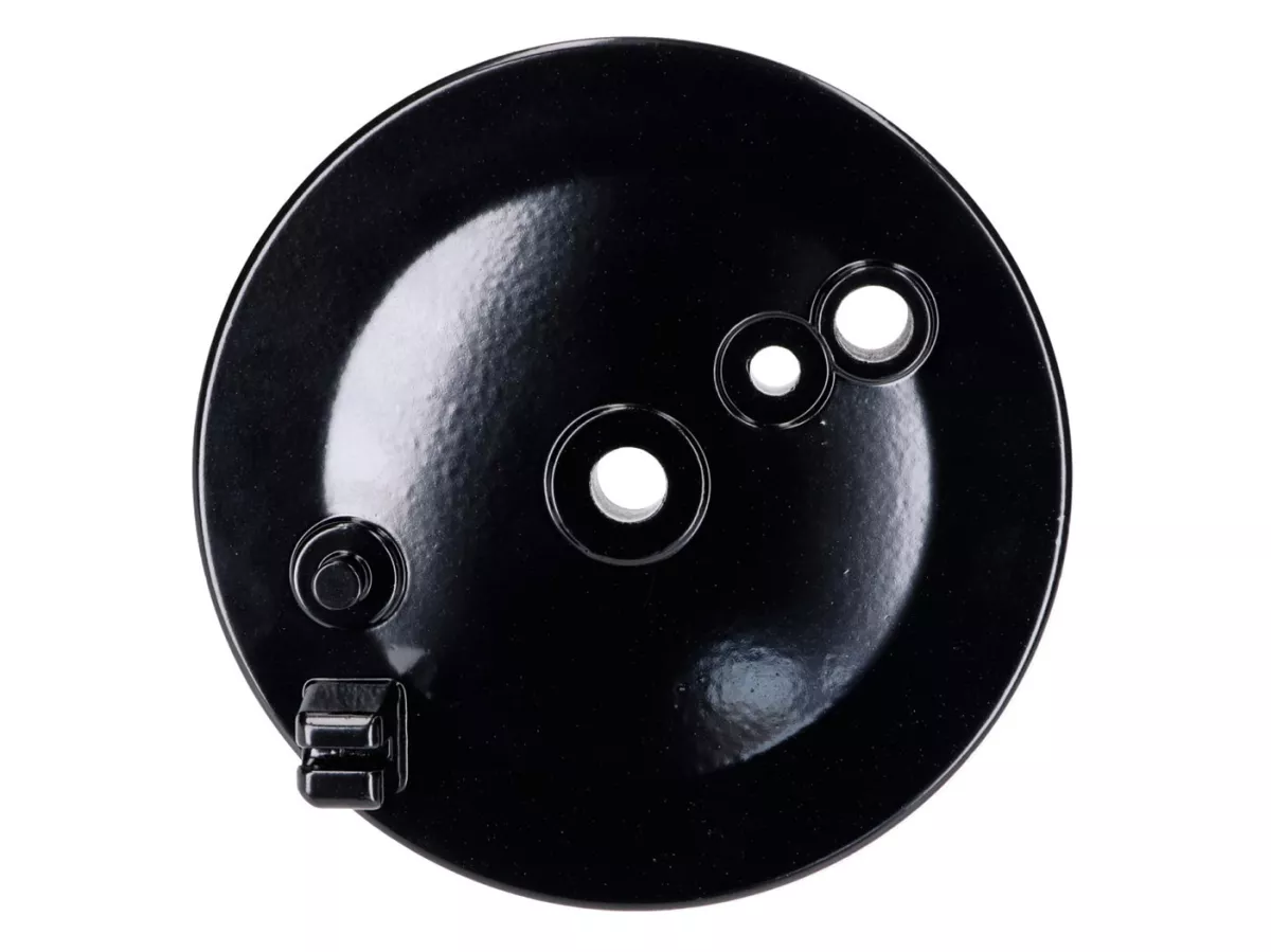 Piastra di ancoraggio del freno posteriore con foro per interruttore luce freno, nero -101 OCTANE- per Simson S50, S51, S70, KR51, SR4-1 Spatz, SR4-2 Star, SR4-3 Sperber, SR4-4 Habicht