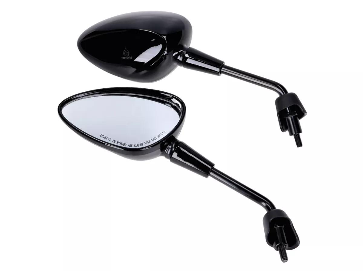 Spiegels -101 OCTANE- Set M8 kort, glanzend zwart voor Vespa GTS HPE, Sprint, Primavera