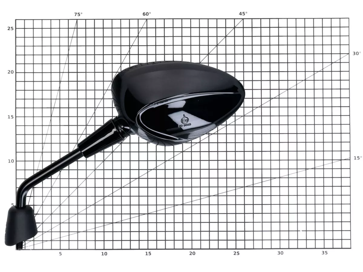 Spiegels -101 OCTANE- Set M8 kort, glanzend zwart voor Vespa GTS HPE, Sprint, Primavera