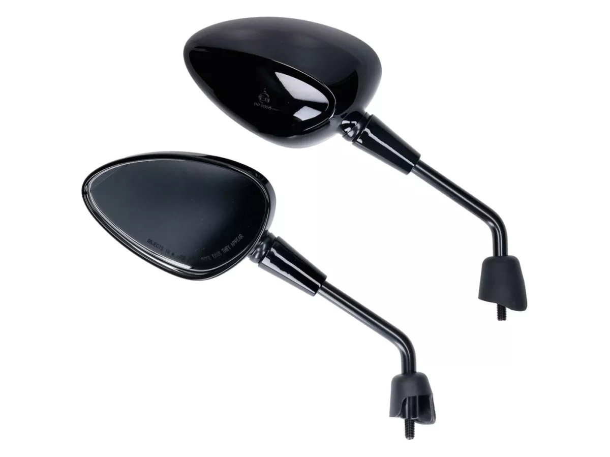 Spiegels -101 OCTANE- Set M8 kort, glanzend zwart voor Vespa GTS HPE, Sprint, Primavera
