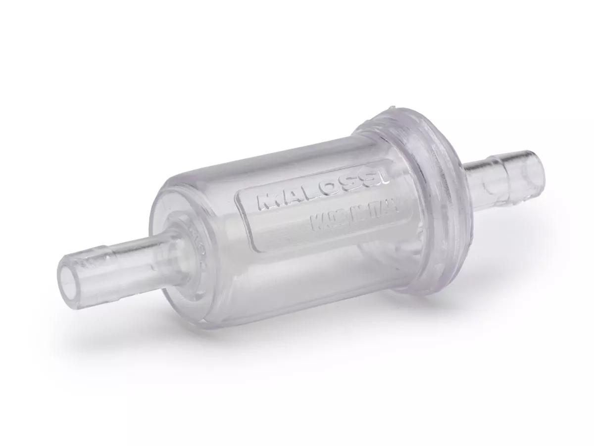 Bensinfilter -MALOSSI- transparent, Ø=6mm anslutningsbredd