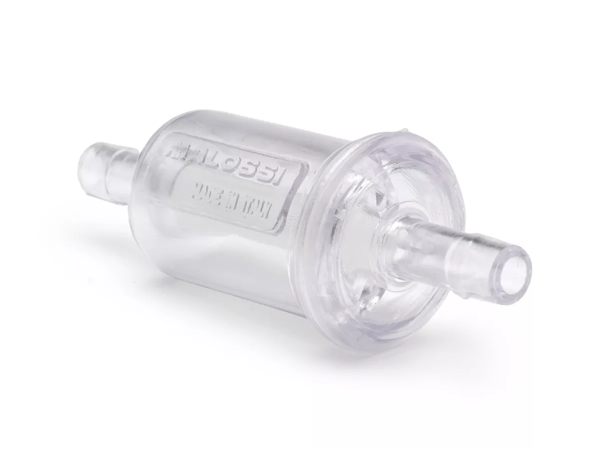 Bensinfilter -MALOSSI- transparent, Ø=6mm anslutningsbredd