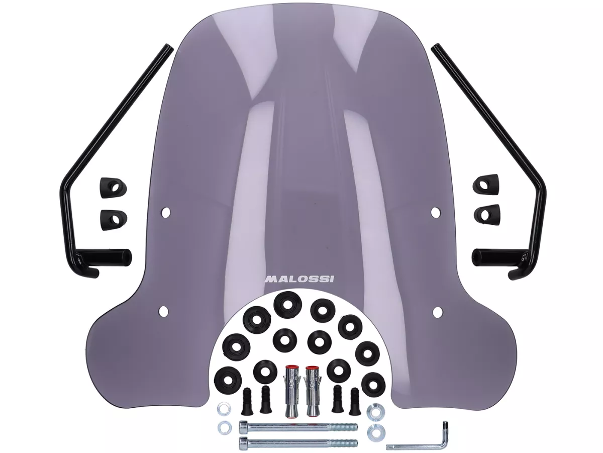 Kaca depan -MALOSSI- w = 540mm, h = 475mm- VESPA GTS 125-300 Keyless - abu-abu asap
