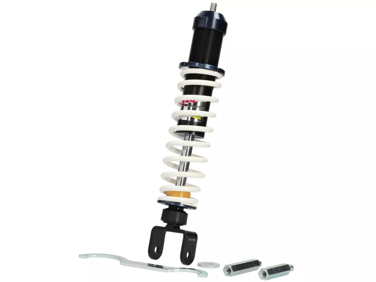Amortiguador trasero -MALOSSI RS24- 343mm- Vespa PX80, PX125, PX150, PX200, T5 125cc, Rally180 (VSD1T), Rally200 (VSE1T), Sprint150 (VLB1T), TS125 (VNL3T), GT125 (VNL2T), GTR125 (VNL2T)