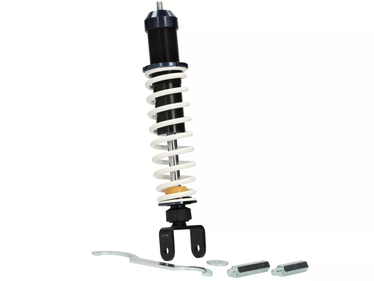 Amortiguador trasero -MALOSSI RS24- 343mm- Vespa PX80, PX125, PX150, PX200, T5 125cc, Rally180 (VSD1T), Rally200 (VSE1T), Sprint150 (VLB1T), TS125 (VNL3T), GT125 (VNL2T), GTR125 (VNL2T)