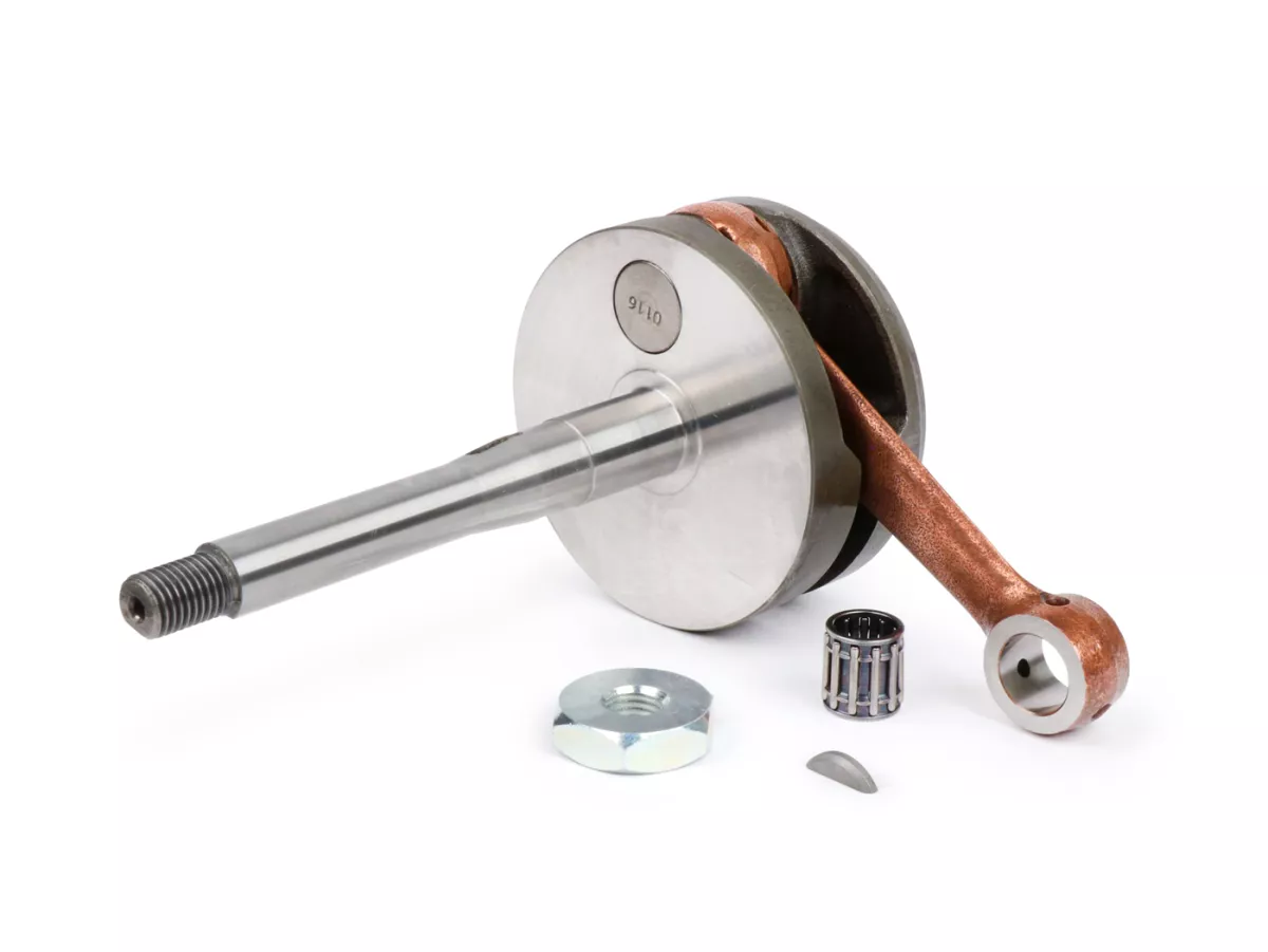 Vilebrequin -MALOSSI- Piaggio Ciao, Boss, Boxer, SI, Grillo, Bravo, Superbravo, PX (course de 43mm pour axe de piston Ø=10mm)
