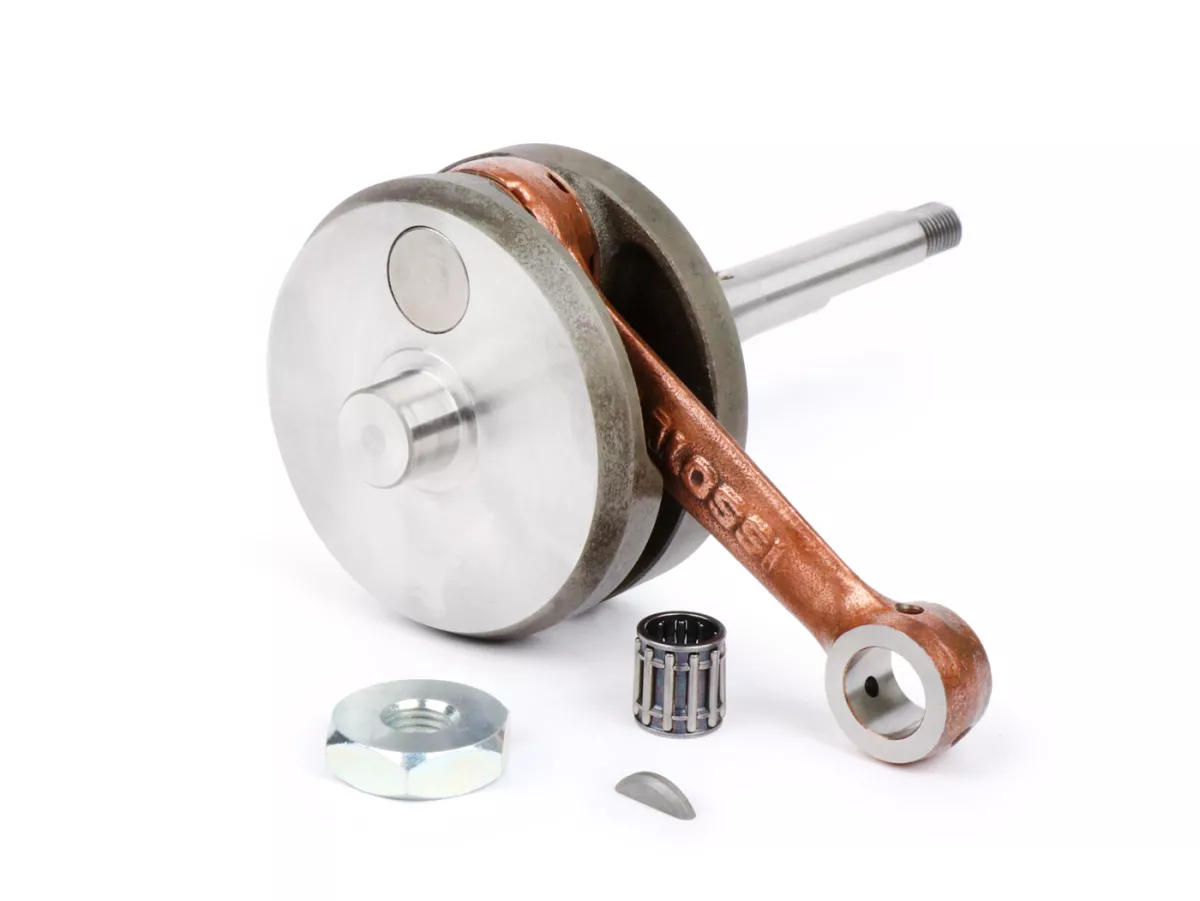 Vilebrequin -MALOSSI- Piaggio Ciao, Boss, Boxer, SI, Grillo, Bravo, Superbravo, PX (course de 43mm pour axe de piston Ø=10mm)