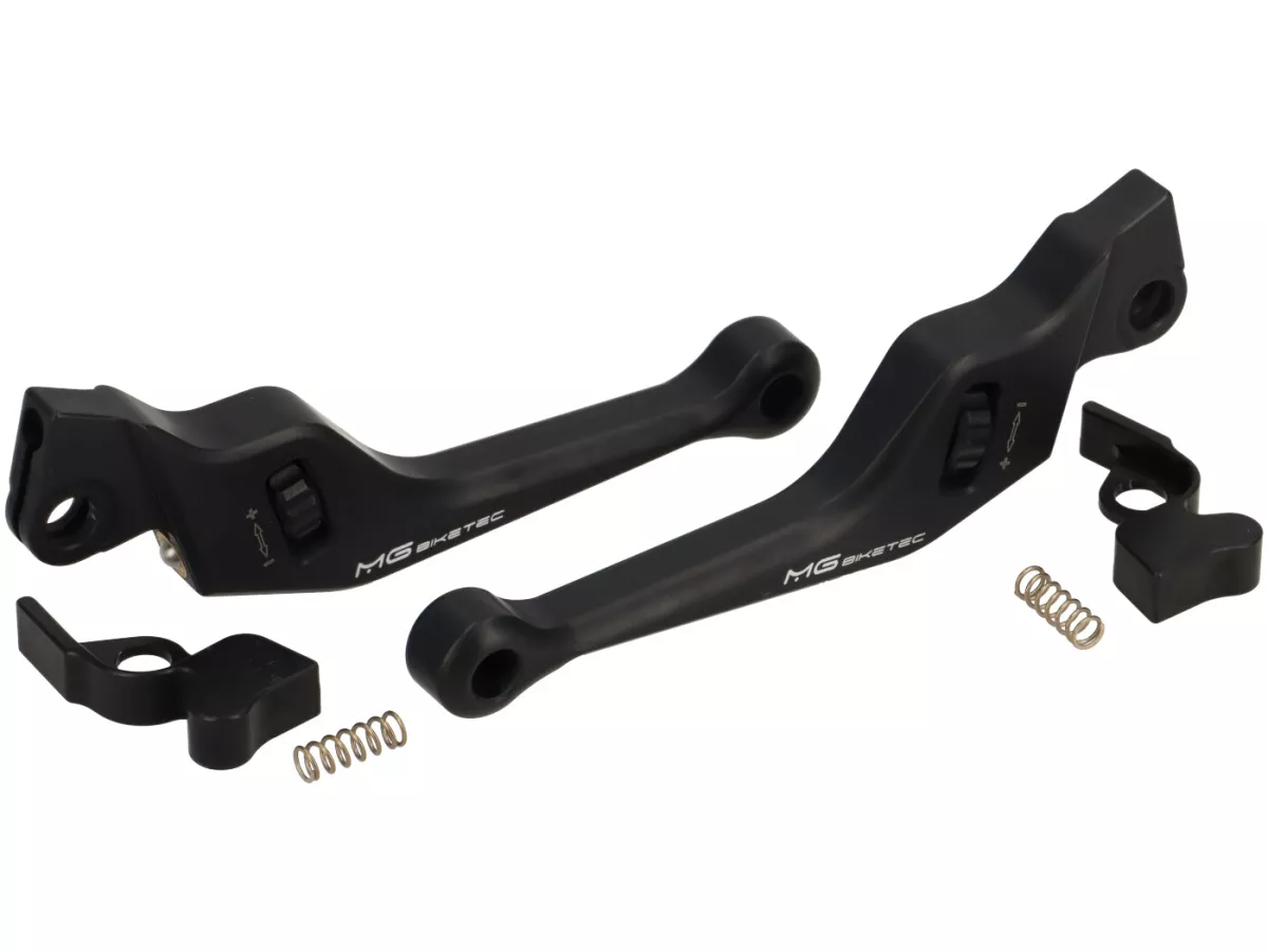 Set leva freno 2.0 -MG-BIKETEC- regolabile, corta (130mm), EG/ABE- Vespa GT125, GT200, GTL125, GTL200, GTS125, GTS250, GTS125 i.E. Super , GTS300 i.E. Super - nero/nero