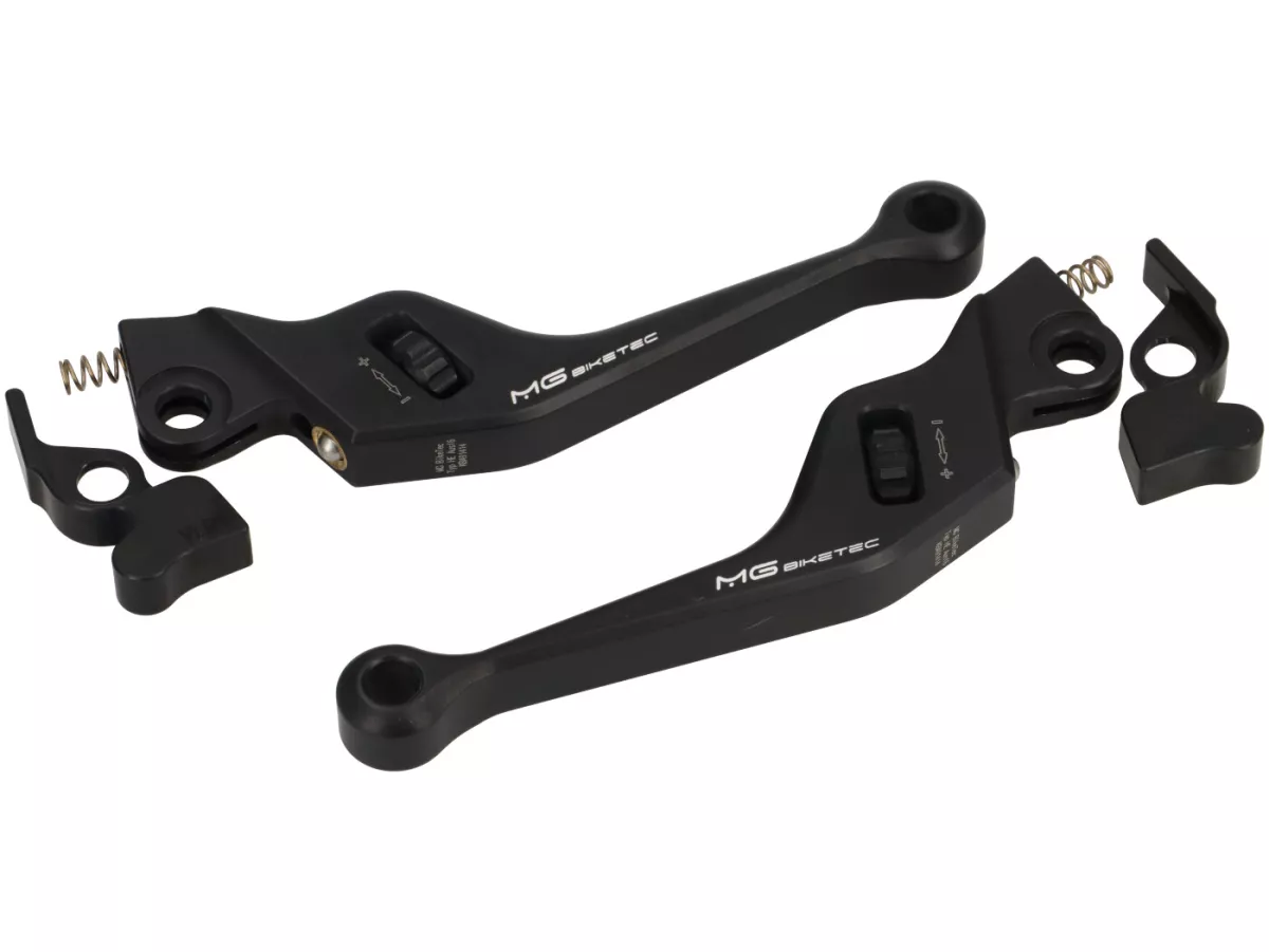 Set leva freno 2.0 -MG-BIKETEC- regolabile, corta (130mm), EG/ABE- Vespa GT125, GT200, GTL125, GTL200, GTS125, GTS250, GTS125 i.E. Super , GTS300 i.E. Super - nero/nero