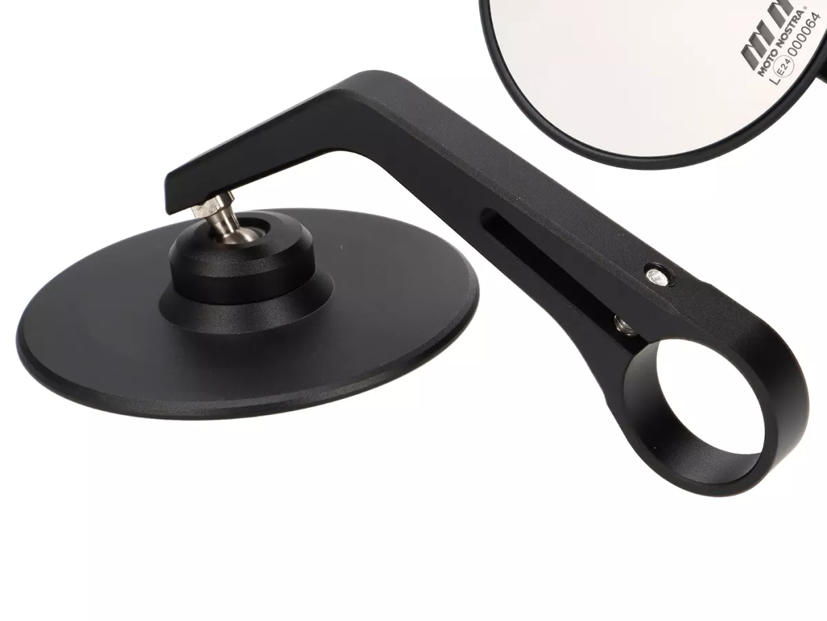 Spiegelset -MOTO NOSTRA 1407, aluminium CNC, Ø=95mm rond, stuuruiteinden- zwart mat