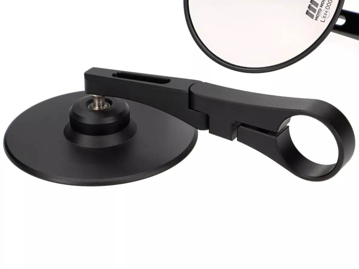 Spiegelset -MOTO NOSTRA 1409, aluminium CNC, Ø=95mm rond, stuuruiteinden- zwart mat