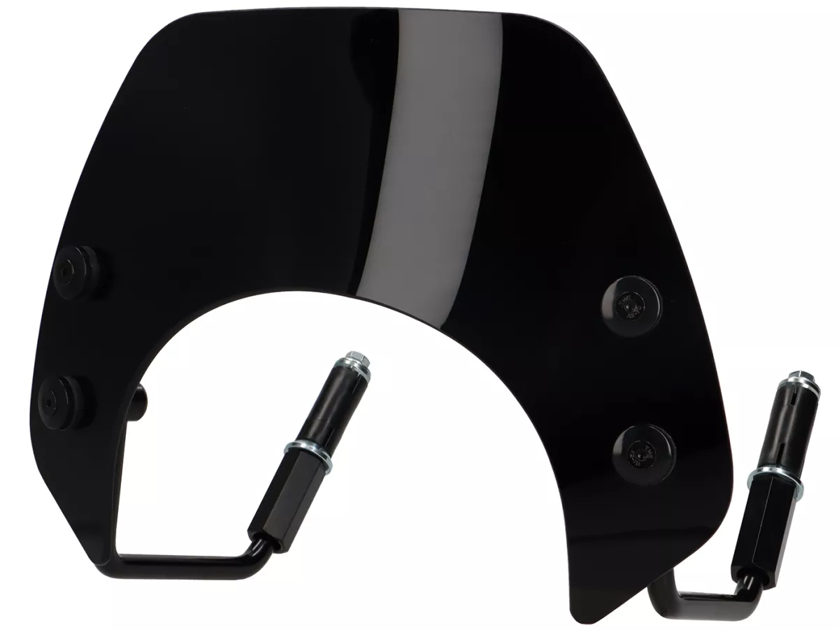 Pare-brise avec supports noirs -MOTO NOSTRA, b=293mm, h=101mm- Vespa GTS 125-300ccm HPE Keyless (2023-) - verre teinté noir
