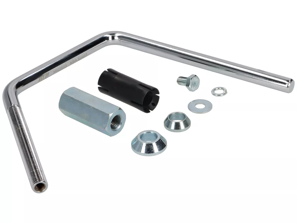 Bracket for flyscreen -MOTO NOSTRA, w=293mm, h=101mm- Vespa GTS, GTS Super, GTS 125-300cc HPE Keyless (2023-)  - chrome