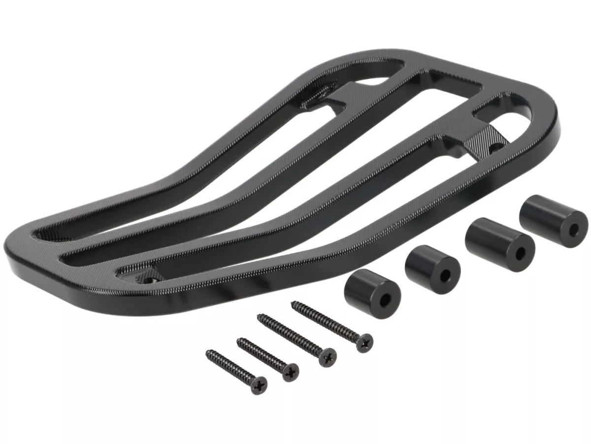 Floor board rack CNC -MOTO NOSTRA- Vespa Primavera 50-150cc, Sprint 50-150cc - shiny black anodised