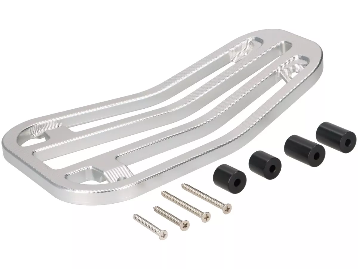 Floor board rack CNC -MOTO NOSTRA- Vespa Primavera 50-150cc, Sprint 50-150cc - silver anodised