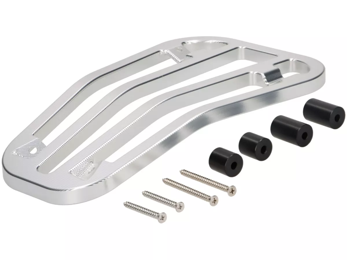Floor board rack CNC -MOTO NOSTRA- Vespa Primavera 50-150cc, Sprint 50-150cc - silver anodised