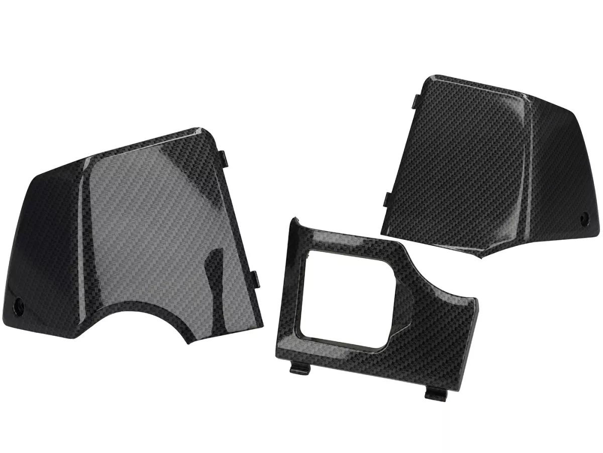 Juego de tapas de mantenimiento para el revestimiento interior del escudo de la pata -MOTO NOSTRA- Vespa GTS 125-310/GTV 300 Keyless - Tapa para la conexión del agua de refrigeración / fusibles - estilo carbono