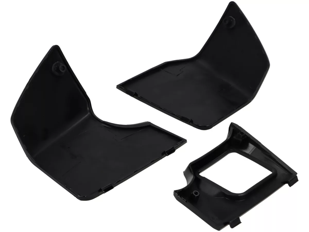 Maintenance flap set for inner lining leg shield -MOTO NOSTRA- Vespa GTS 125-310/GTV 300-310 Keyless - Cover for cooling water connection / fuses - glossy black
