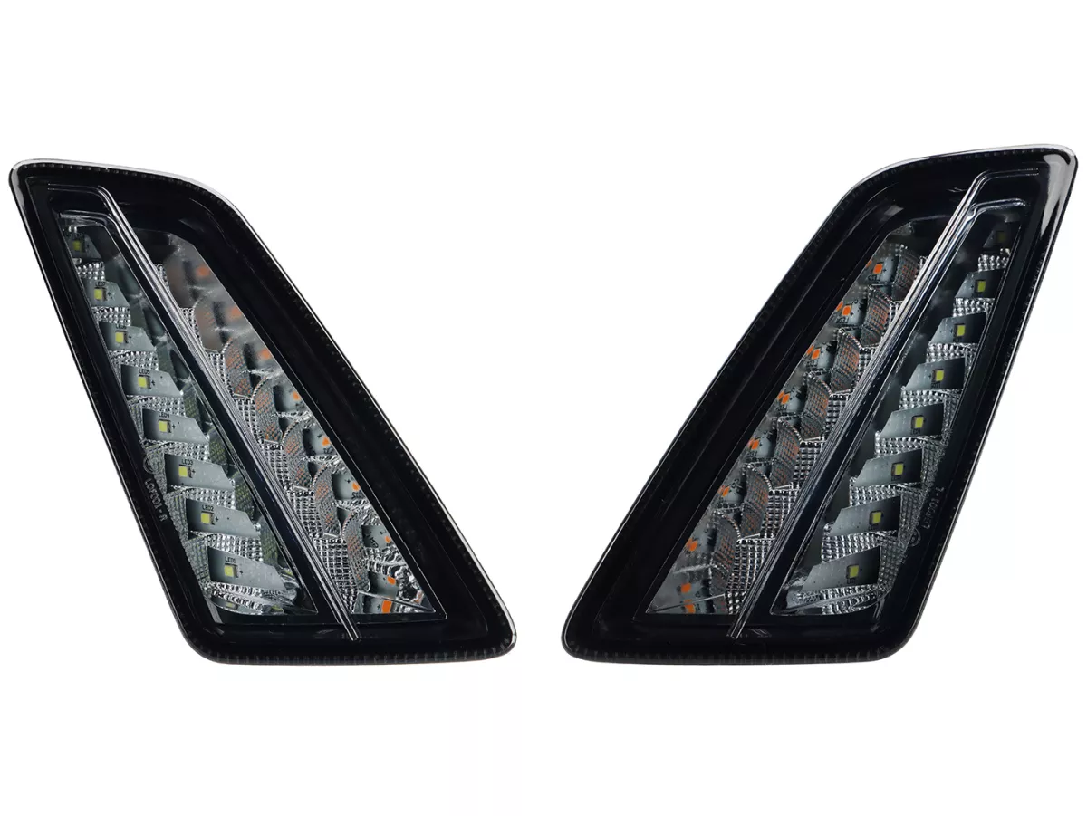 Par de intermitentes delanteros -MOTO NOSTRA- intermitente LED secuencial con luz de marcha diurna (homologación de marca E)- Vespa GTV, GTS 125-310 Keyless - ahumado