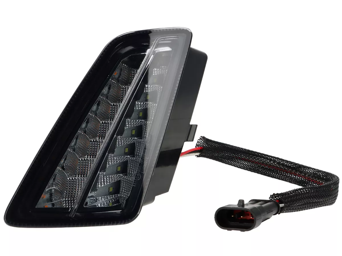 Par de intermitentes delanteros -MOTO NOSTRA- intermitente LED secuencial con luz de marcha diurna (homologación de marca E)- Vespa GTV, GTS 125-310 Keyless - ahumado