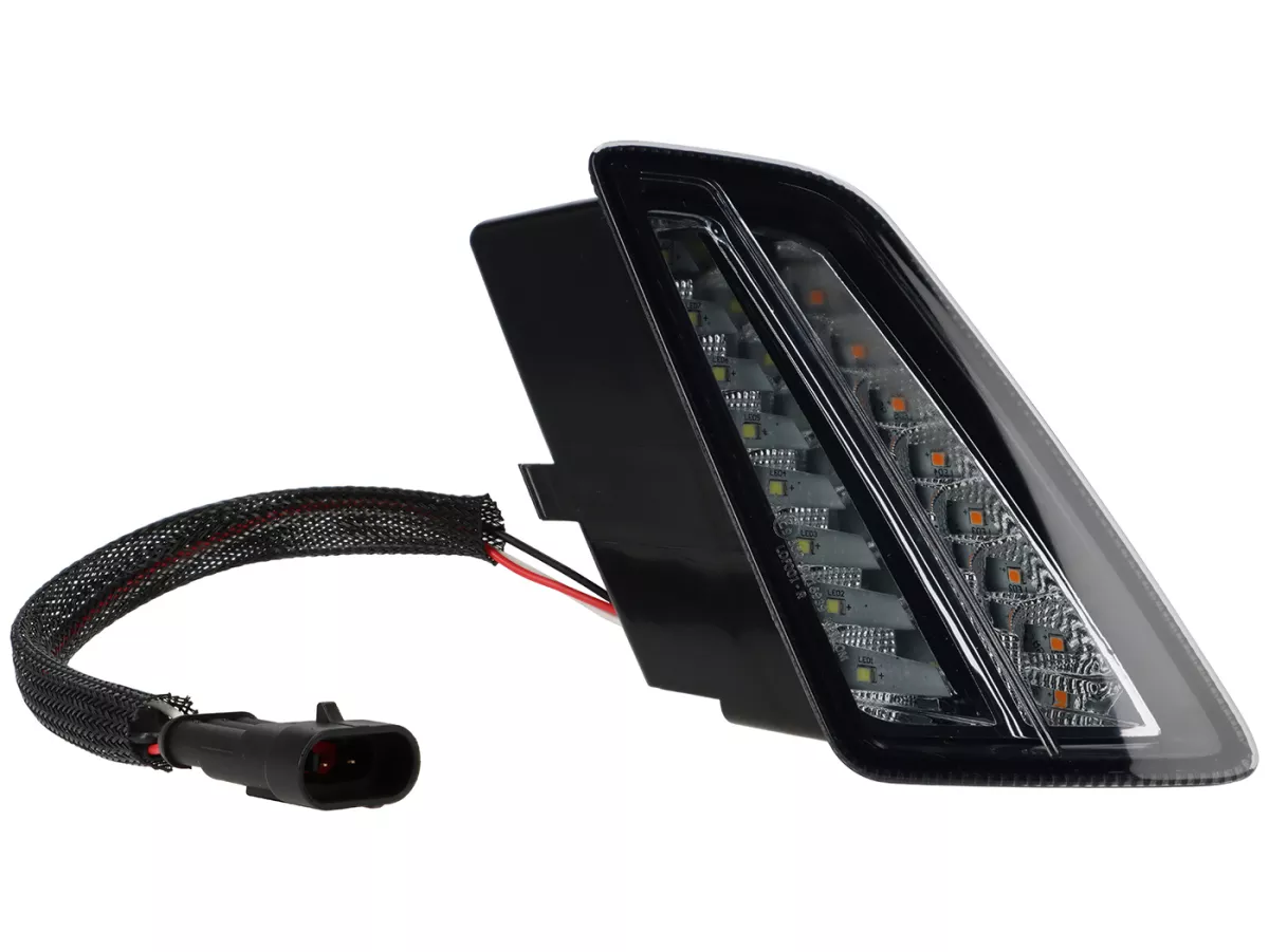 Par de intermitentes delanteros -MOTO NOSTRA- intermitente LED secuencial con luz de marcha diurna (homologación de marca E)- Vespa GTV, GTS 125-310 Keyless - ahumado