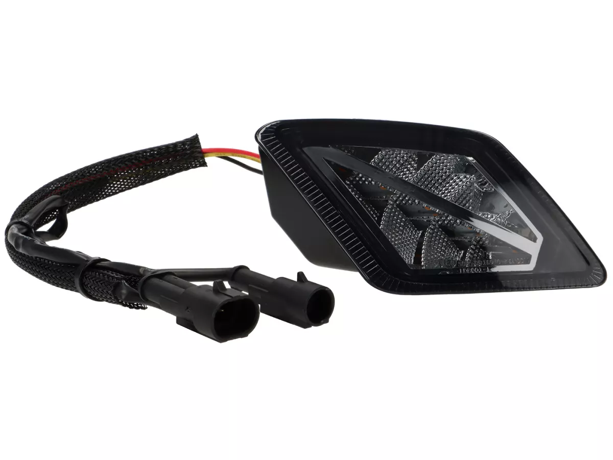 Pair of rear indicators -MOTO NOSTRA- dynamic LED sequential light, with position light (E-mark)- Vespa GTV, GTS 125-310 Keyless - smoked