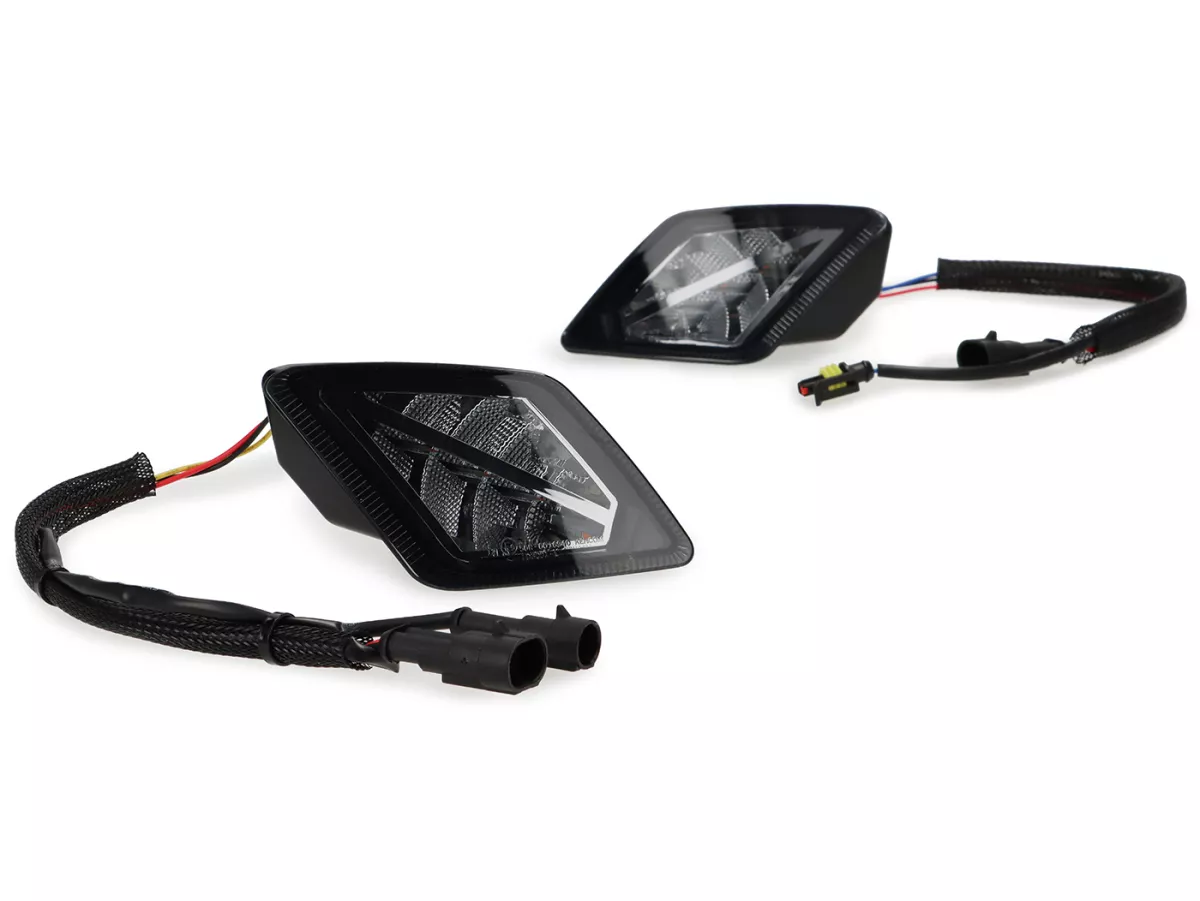 Pair of rear indicators -MOTO NOSTRA- dynamic LED sequential light, with position light (E-mark)- Vespa GTV, GTS 125-310 Keyless - smoked