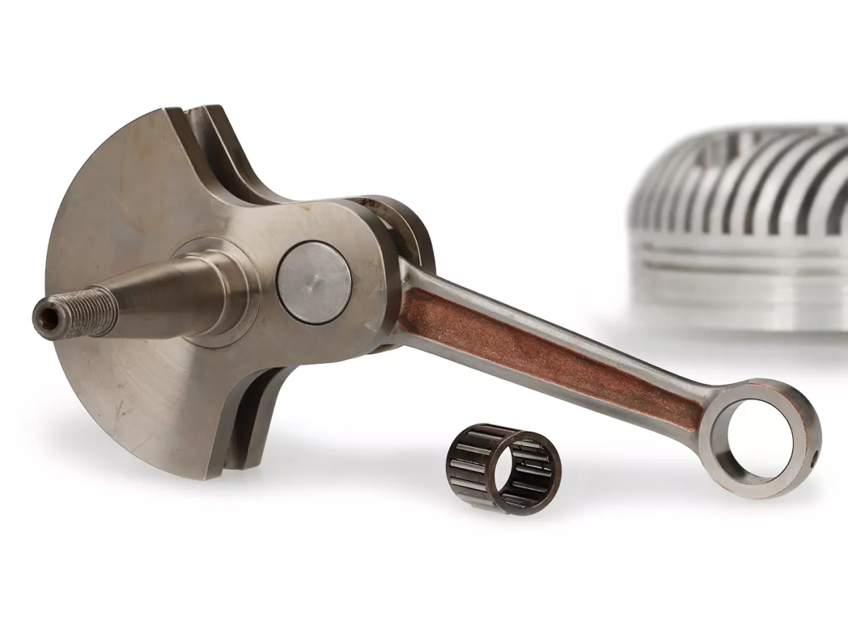 Kit de puesta a punto incl. cigüeñal KINGWELLE y culata CNC -NAGY BLECHROLLER 135 ccm, Wideframe/Faro Basso 1948-1952, Ø=56,5mm, carrera=54mm- Vespa V1 a V15, V30 a V33, 125U, ACMA (-1953), Hoffmann A, B, C, M24, Douglas Rod