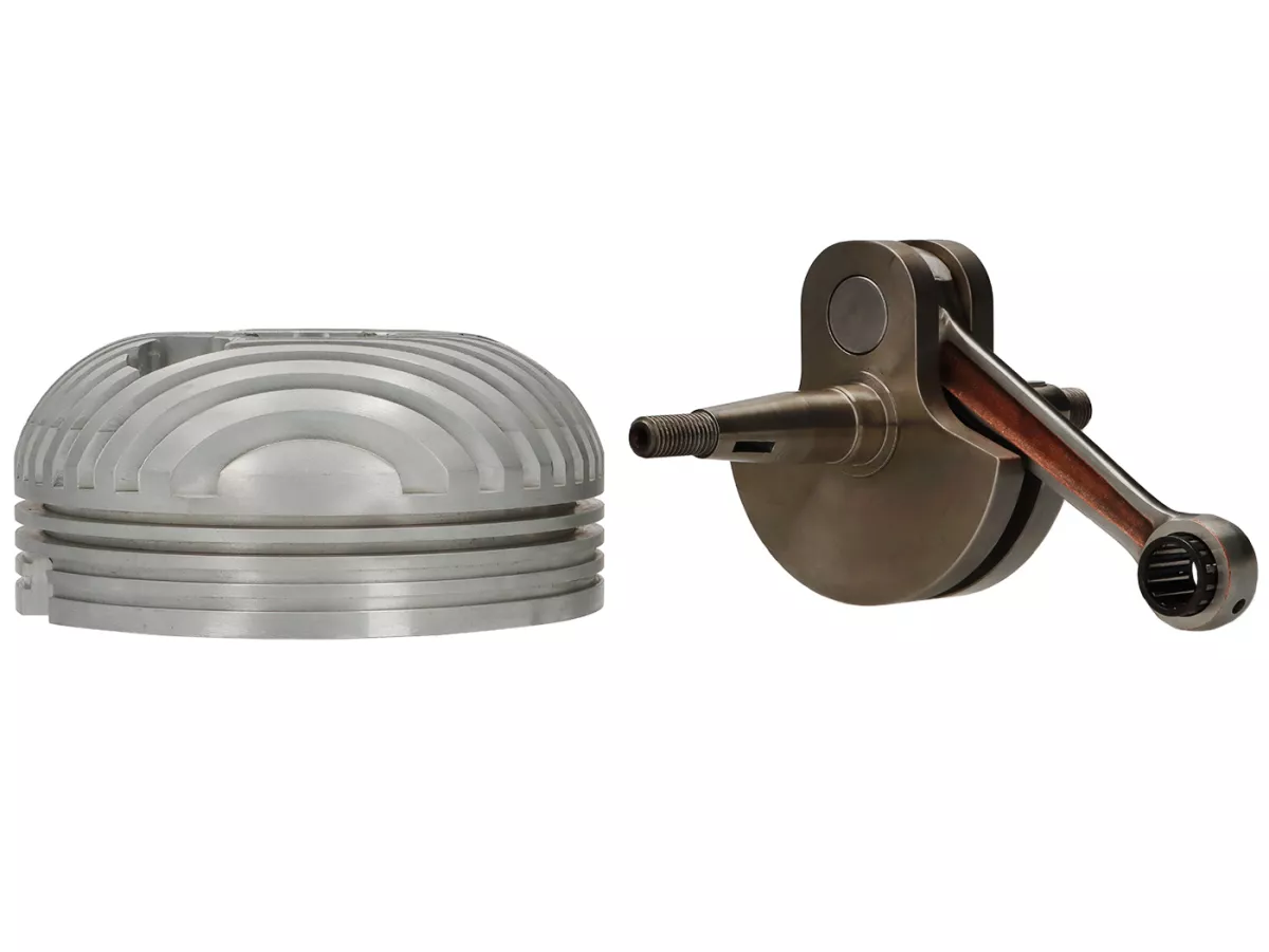 Kit de puesta a punto incl. cigüeñal KINGWELLE y culata CNC -NAGY BLECHROLLER 135 ccm, Wideframe/Faro Basso 1948-1952, Ø=56,5mm, carrera=54mm- Vespa V1 a V15, V30 a V33, 125U, ACMA (-1953), Hoffmann A, B, C, M24, Douglas Rod