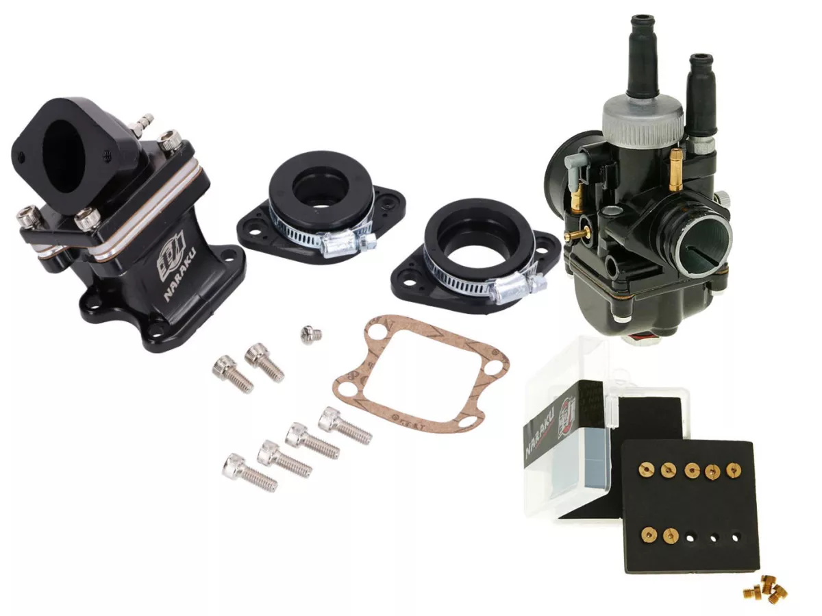 intake system kit -NARAKU- Big Valve V.2 w/ 21mm carburetor for Honda Dio, Peugeot Speedfight, Kymco DJ, upright