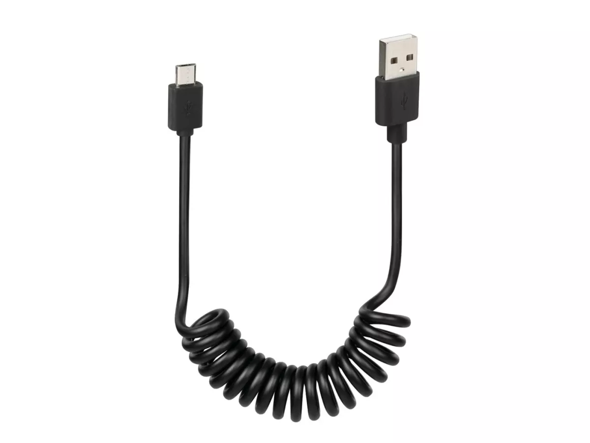 Cavo USB a spirale / cavo di ricarica -OPTILINE- tipo micro USB - 100cm nero