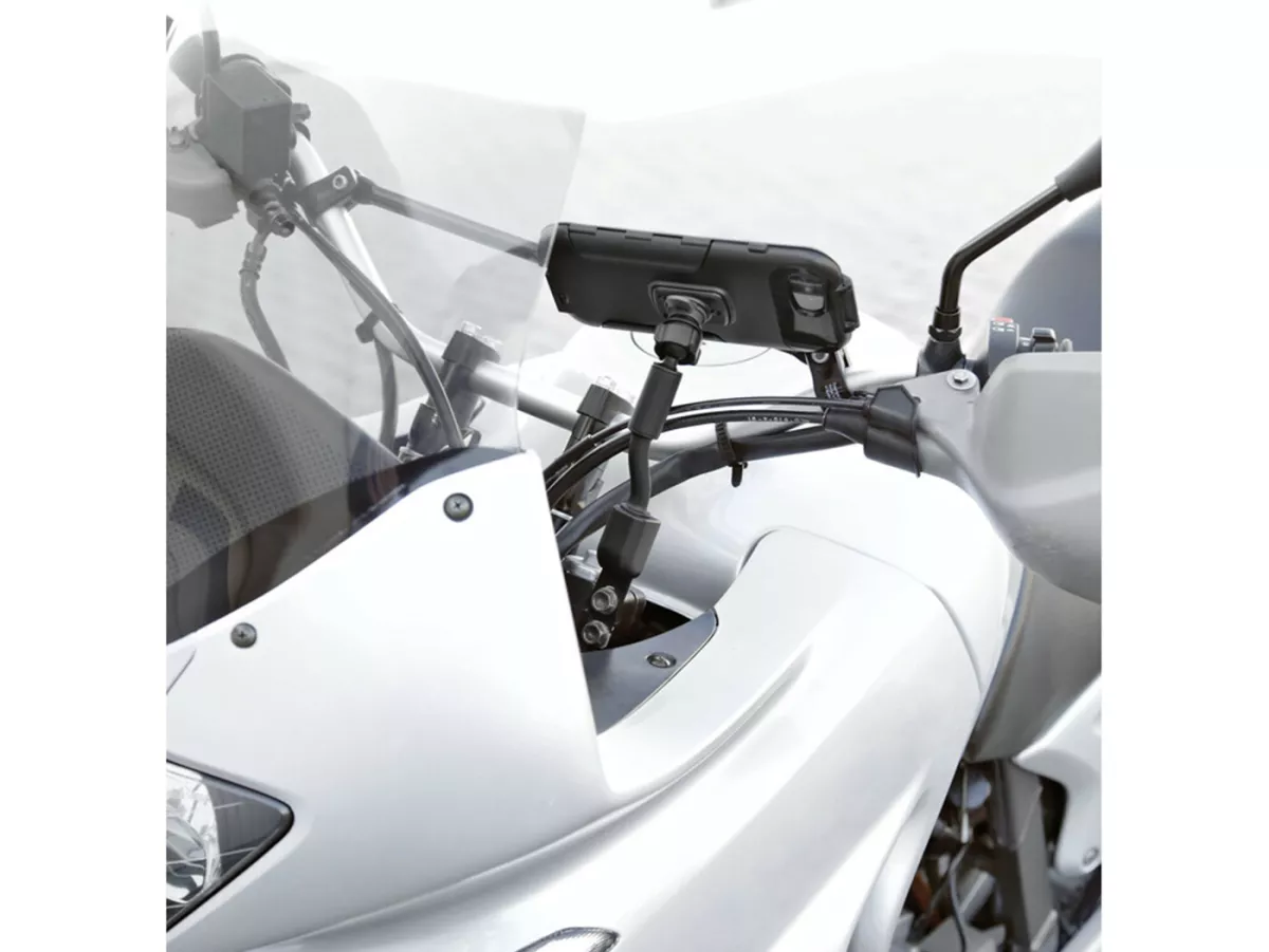 Holder for mobile phone / smartphone -OPTILINE- Opti-Arm flexible, mirror connection with eyelet 10x14mm