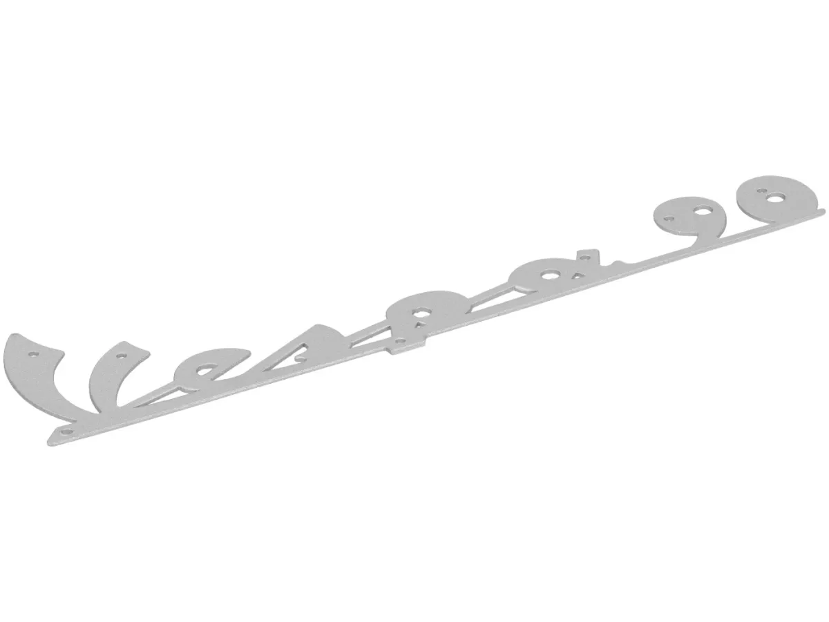 Schriftzug Beinschild -PREMIUM- Vespa 90 - Vespa V90 (V9A1T) - 135x35mm - Befestigung mit Niete (7 stk.) - silber (matt)
