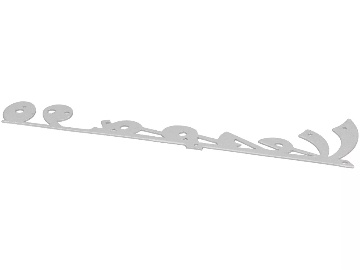 Schriftzug Beinschild -PREMIUM- Vespa 90 - Vespa V90 (V9A1T) - 135x35mm - Befestigung mit Niete (7 stk.) - silber (matt)