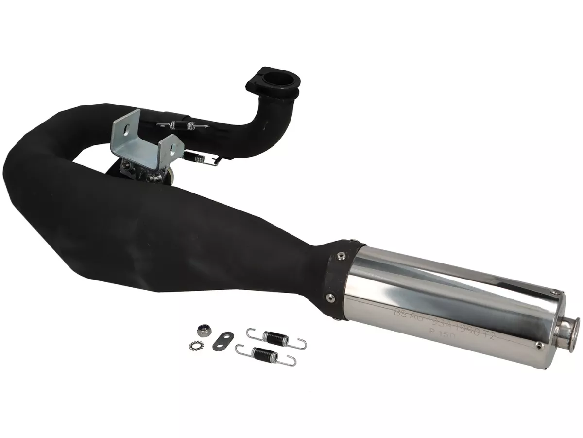 Scarico - SerieRS 'JL Style'- sinistra- Vespa PX80, PX125, PX150 - 166cc, 177cc - Nero