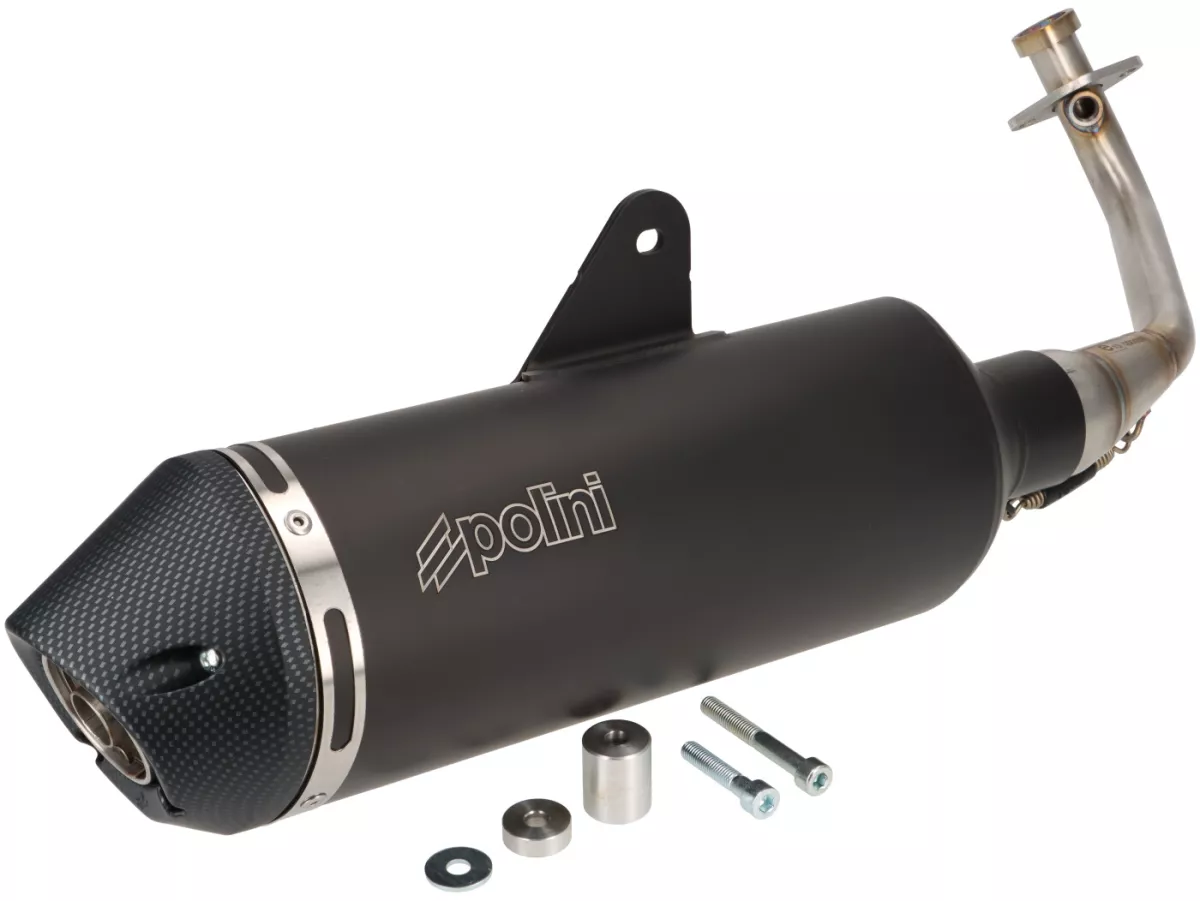 Knalpot -POLINI- sistem lengkap - Vespa GTS 125, GTS Super 125 (MD3A) - (Euro 5, 2021-) - aluminium (hitam) - dihomologasi, dengan konverter katalitik