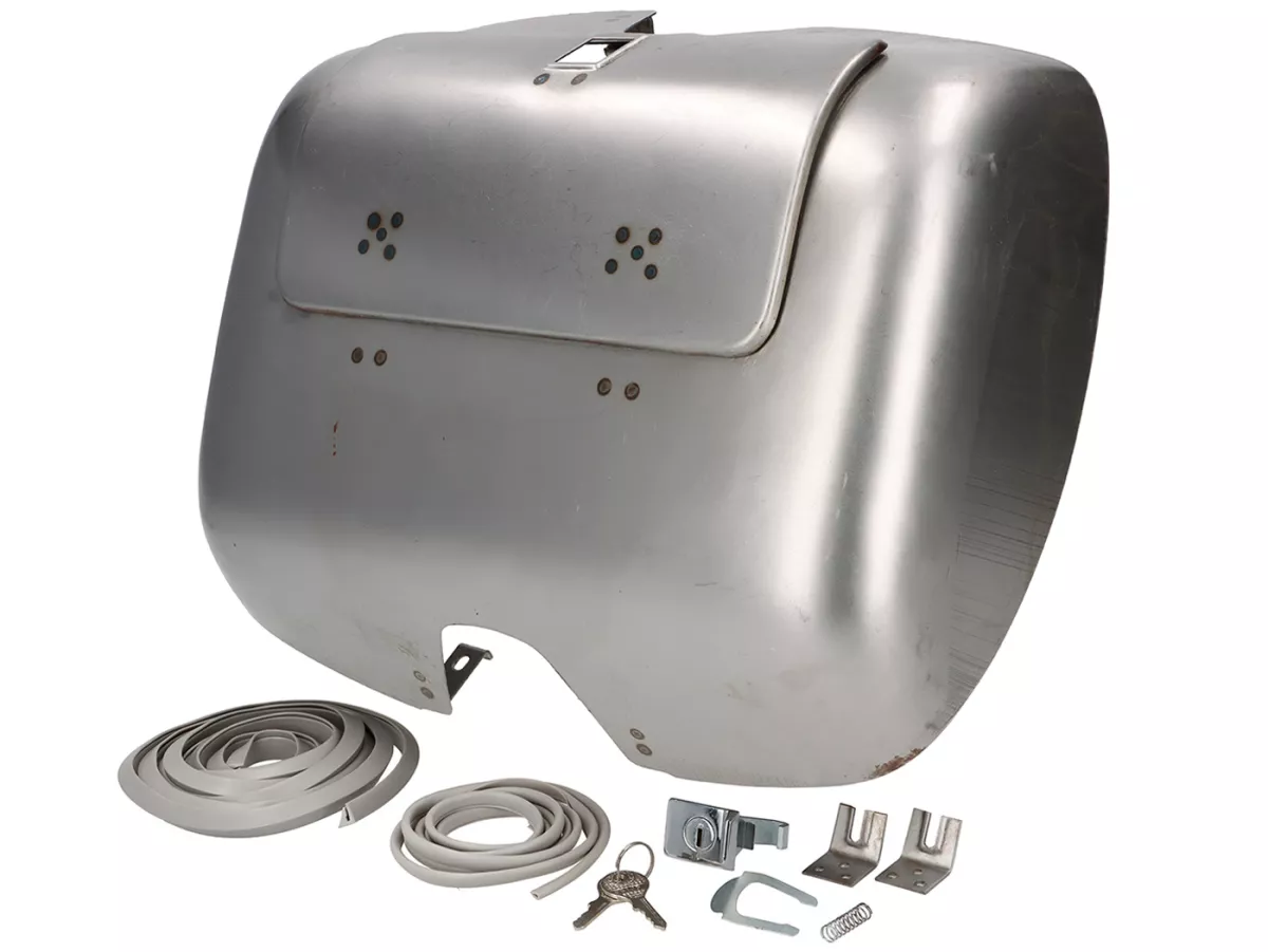 Compartiment à bagages -PREMIUM QUALITÉ, tôle huilée- Vespa Rally180 (VSD1T), Rally200 (VSE1T), TS125 (VNL3T) - également adapté pour Sprint150 (VLB1T), GT125 (VNL2T), GTR125 (VNL2T), GL150 (VLA1T), Super (VNC1T/VBC1T)