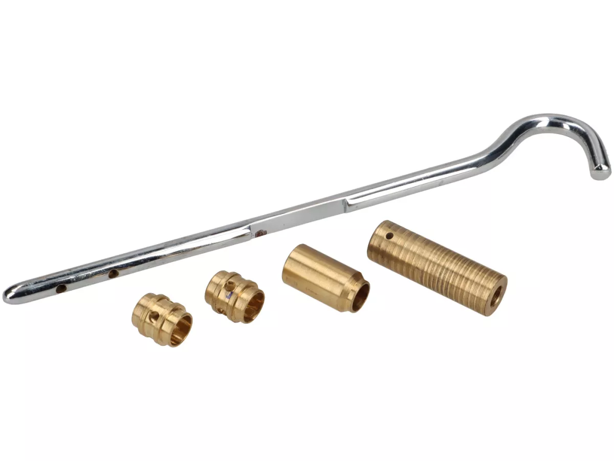 Tuas keran bensin -PREMIUM- Vespa V1-V15 (Bacheta), panjang = 155mm, termasuk selongsong kuningan 4x
