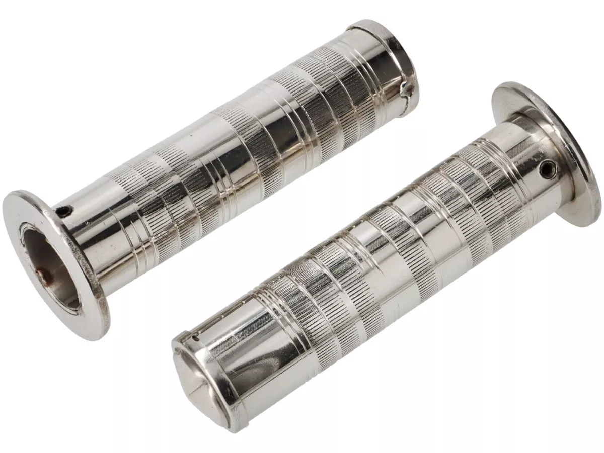 Poignées -CUSTOM- Inox - Øintérieur:27mm, longueur:135mm - adaptable sur Lambretta série 1-2