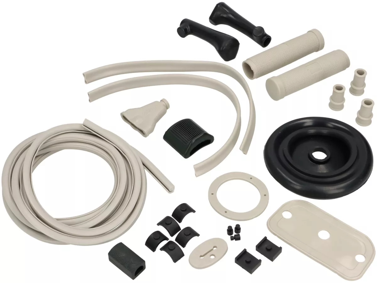 Rubberen onderdelenset -PREMIUM- Vespa 1955-1957 breedframe lampvoet / Faro Basso VN1, VN2, VL1-3, GS150 (VS1-5T), ACMA GL150 - Grijs RAL7032 - 27 delen