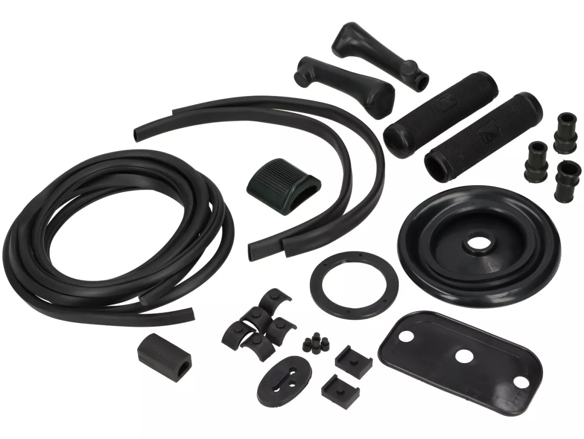 Set komponen karet -PREMIUM- Vespa 1955-1957 Bagian bawah lampu rangka lebar / Faro Basso VN1, VN2, VL1-3, GS150 (VS1-5T), ACMA GL150 - Hitam - 27 bagian