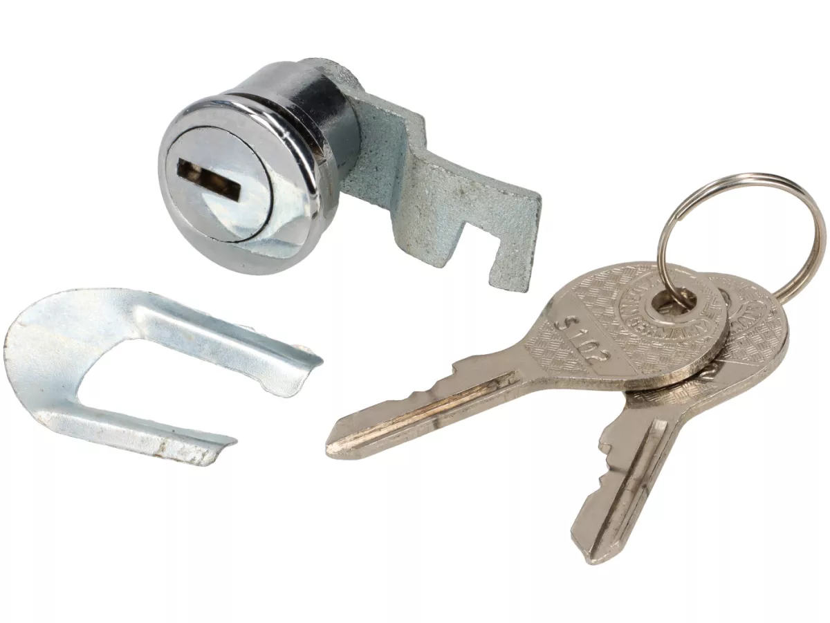 Lås för bagageutrymme och handskfack -PREMIUM- Vespa 125 VNA VNB 150 VB1VBA VBB VL1GS Lås för dummy tank Vespa 50 SS 90SS160 GS silver, Nyckel NEIM