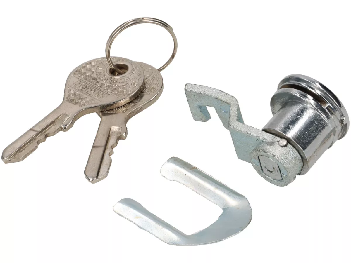 Lås för bagageutrymme och handskfack -PREMIUM- Vespa 125 VNA VNB 150 VB1VBA VBB VL1GS Lås för dummy tank Vespa 50 SS 90SS160 GS silver, Nyckel NEIM