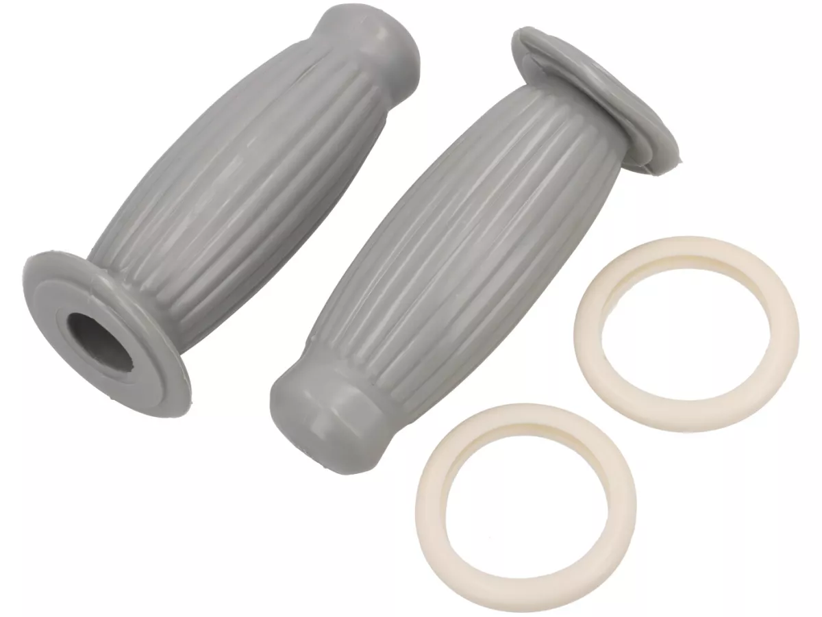 Manopole a bolla -PREMIUM- per Vespa 125 VNB 3-6/150 VB1 VBA VBB GS, grigio chiaro RAL 7035, con anello bianco 20 mm