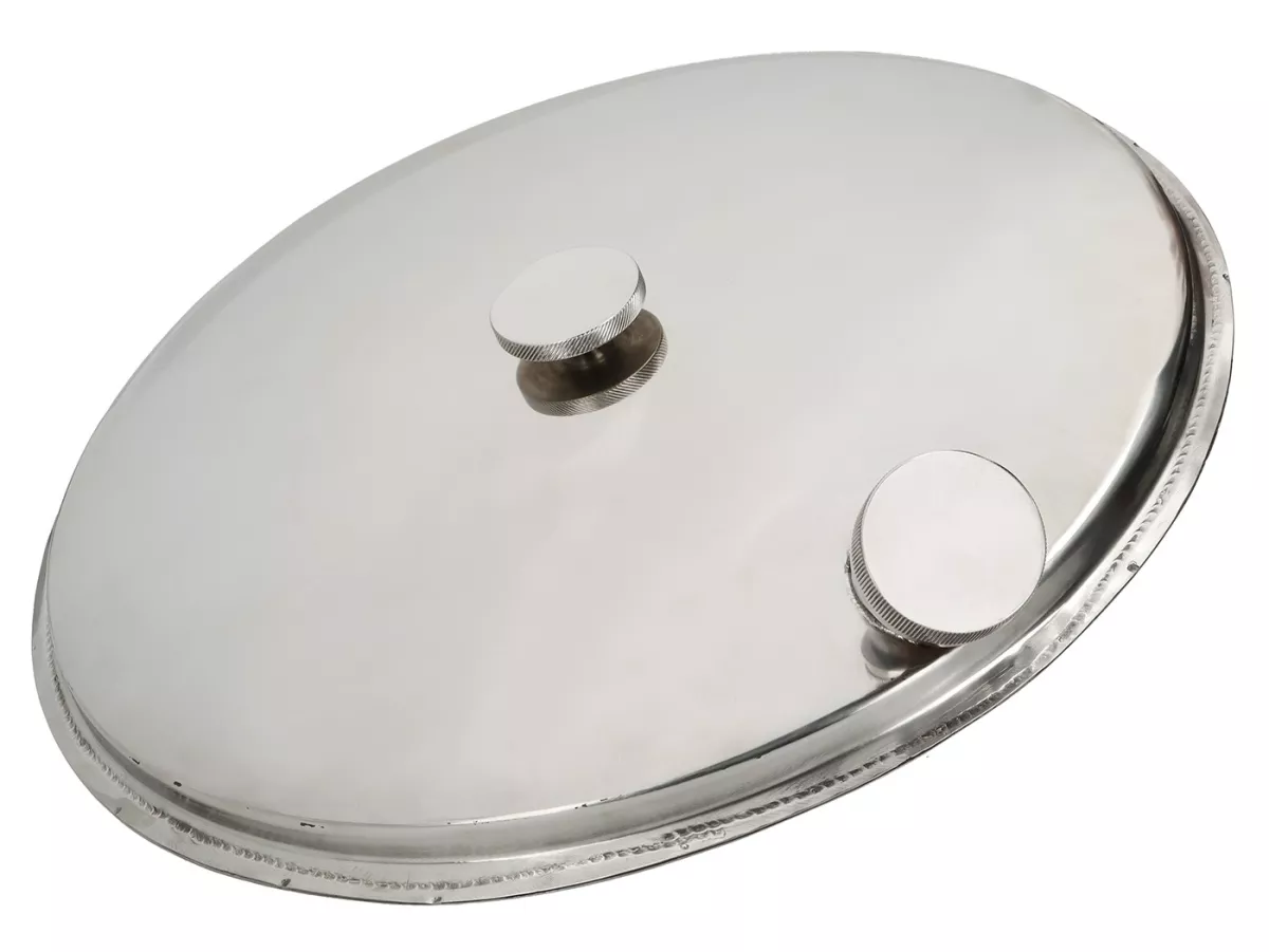 Depósito de reserva en el soporte de la rueda de repuesto detrás del protector de piernas -PREMIUM 5 litros- Vespa GS 150 (VS1T, VS2T, VS3T, VS4T, VS5T), GS3 - acero inoxidable pulido