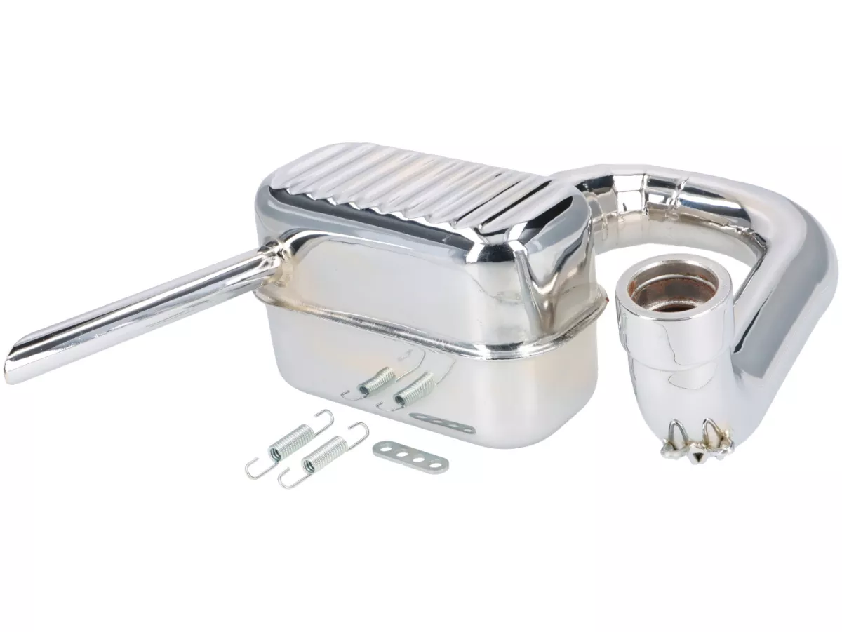Exhaust -RR-Box Road Racing- Vespa Wideframe, VM, VN, VL1T, VB1T, VGL1T - chrome