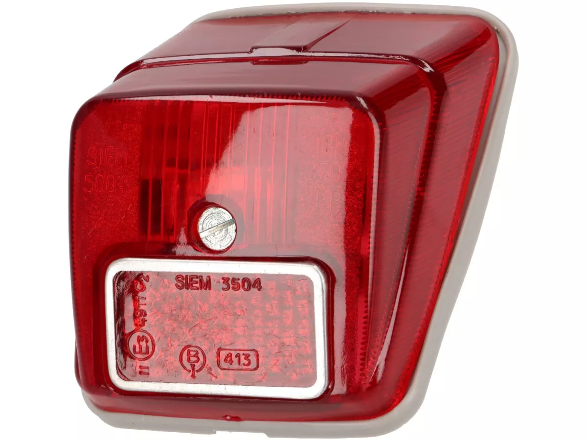 Lente de piloto trasero -PREMIUM- Vespa V50 N (V5A1T 122877-), V50 R, V50 L (italiana, 1966-1983) - reflector con marco metálico