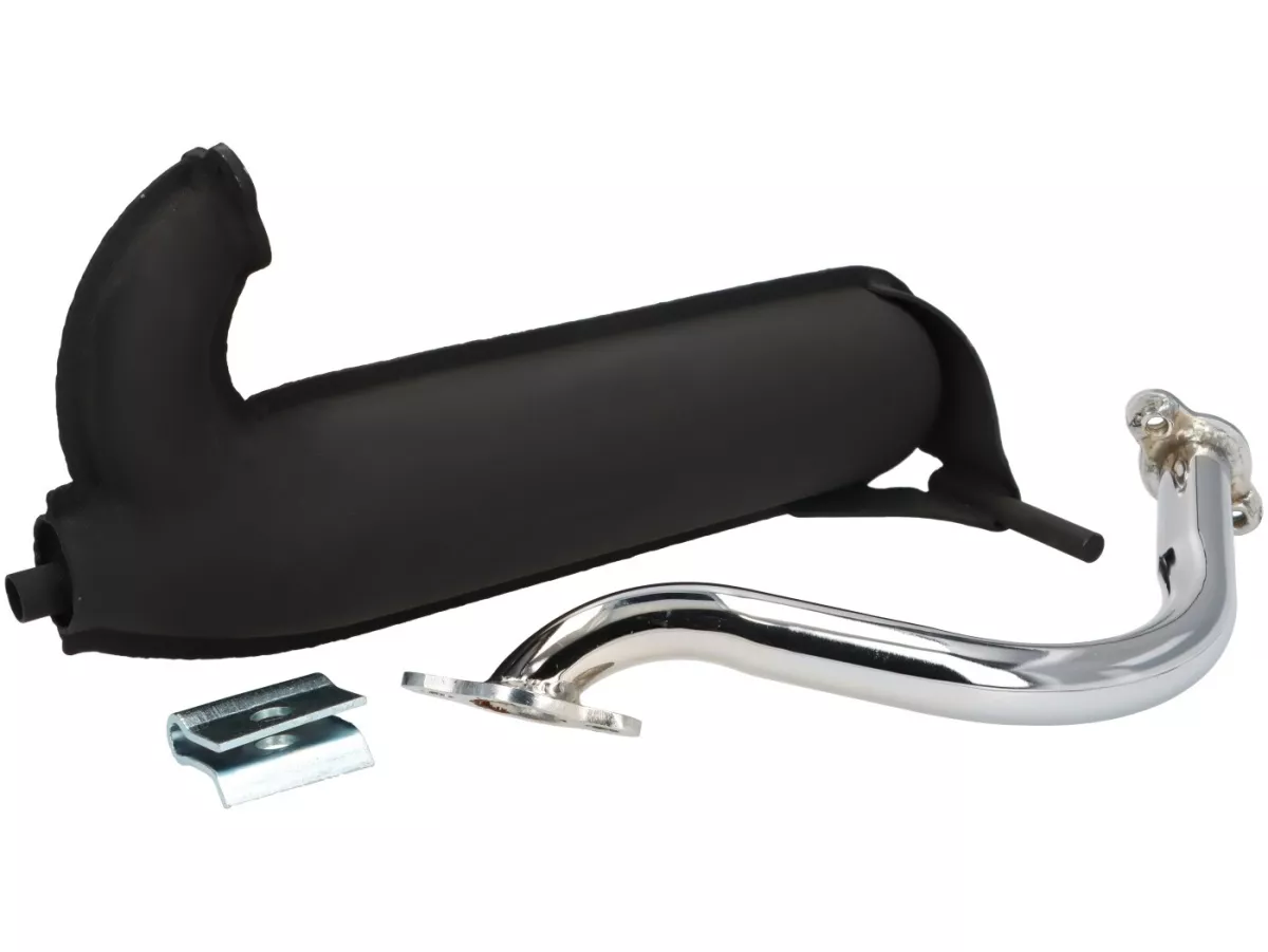 Scarico -GPS Tipo SS50/SS90 Banana- Vespa 50 SR/Sprinter (V5SS2T), 90 Racer (V9SS2T), Motovespa Primavera - adatto anche per Vespa V50, 50N, PV125, ET3 125 - Nero