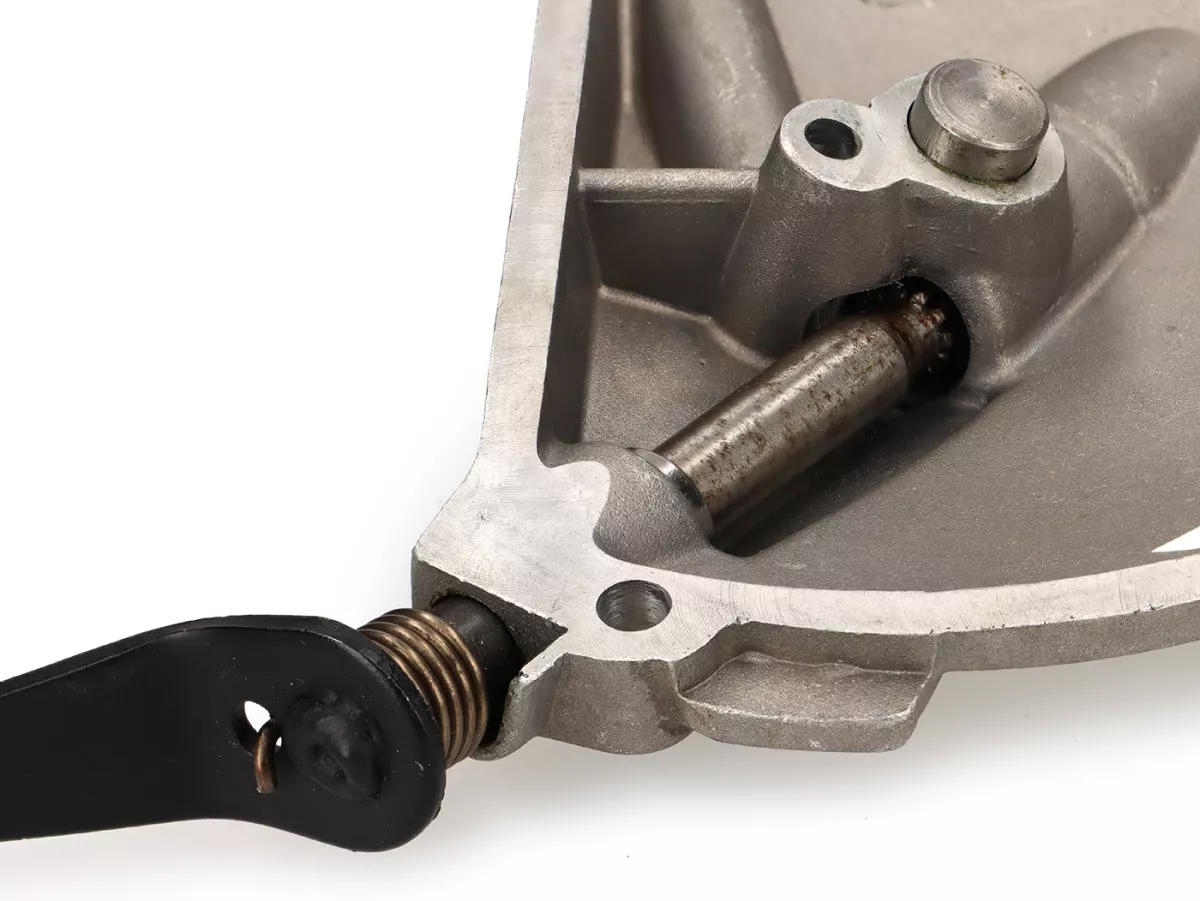 Clutch cover complete - inside turned out (incl. lever, cable holder) -PREMIUM, long cranked lever with two cable positions- Vespa PK XL2 - also suitable for Vespa V50, PV, ET3, PK XL, ETS - aluminium