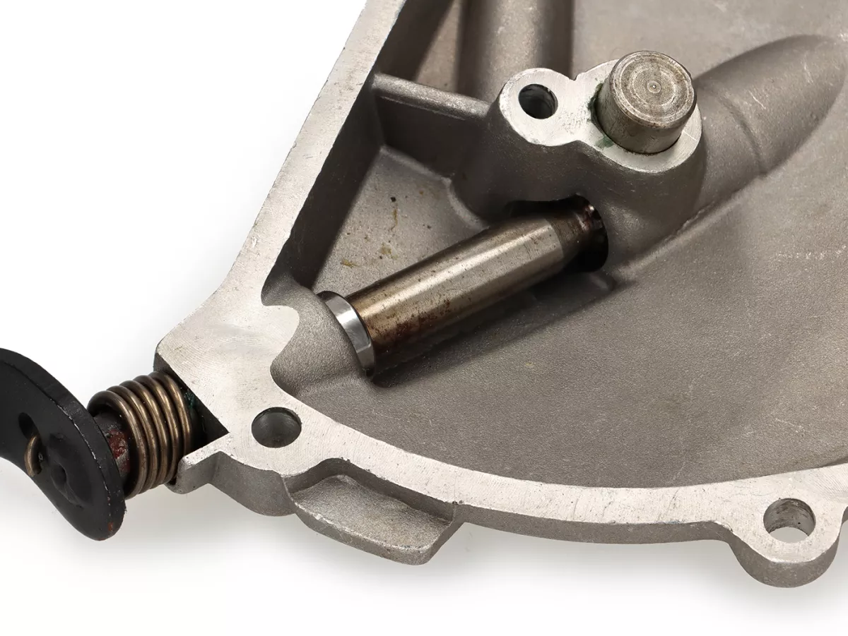 Coperchio frizione completo (incl. leva, portacavo) -PREMIUM, leva lunga a manovella con due posizioni del cavo - Vespa PK XL2 - adatto anche per Vespa V50, PV, ET3, PK XL, ETS - alluminio